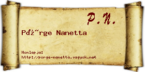 Pörge Nanetta névjegykártya